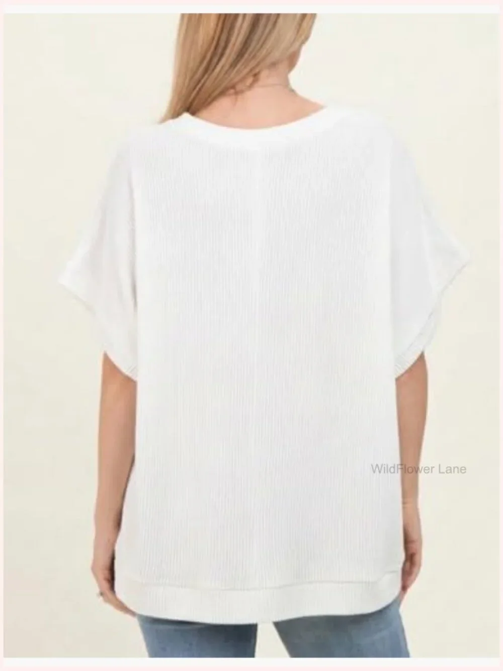 Oversized Batwing Short Sleeve Tunic Tee Loose Casual Top